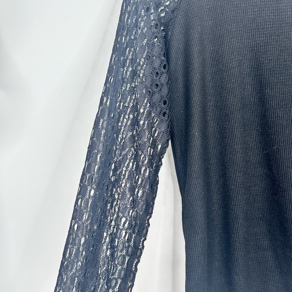 NWT MIHOLL Black Lace Sleeve Sweater Top Elegant Evening Party Blouse Size Med - Picture 7 of 10